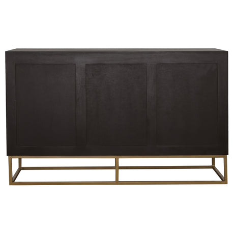 Zara 57" Handcrafted Accent Cabinet - Black Walnut Acacia & Sheesham with Gold Geometric Base – view 7