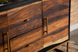 Zara 57" Handcrafted Accent Cabinet - Black Walnut Acacia & Sheesham with Gold Geometric Base – view 10