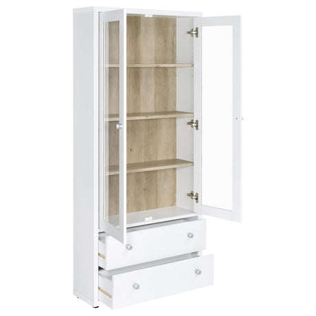 Hawthorne Tall Glass Door Display Cabinet with Drawers - 4 Shelves in White, Farmhouse Style – view 3