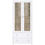 Hawthorne Tall Glass Door Display Cabinet with Drawers - 4 Shelves in White, Farmhouse Style – view 4