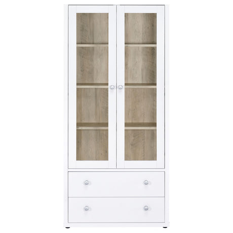 Hawthorne Tall Glass Door Display Cabinet with Drawers - 4 Shelves in White, Farmhouse Style – view 4