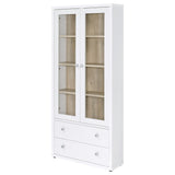 Hawthorne Tall Glass Door Display Cabinet with Drawers - 4 Shelves in White, Farmhouse Style – view 5