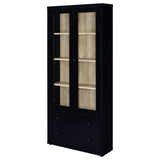 Hawthorne Glass Door Display Cabinet with 2 Drawers - Black Farmhouse Accent Cabinet with 4 Shelves – view 5