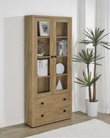 Hawthorne Tall Glass Door Display Cabinet with 2 Drawers - 4 Shelves in Warm Mango Finish – view 1