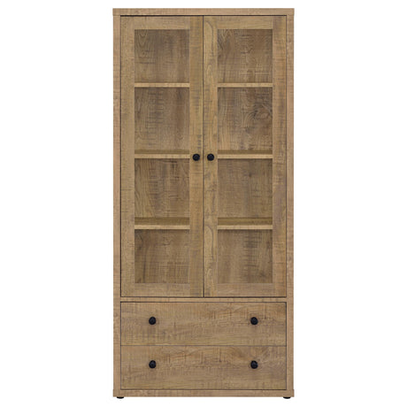 Hawthorne Tall Glass Door Display Cabinet with 2 Drawers - 4 Shelves in Warm Mango Finish – view 4