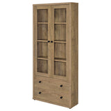 Hawthorne Tall Glass Door Display Cabinet with 2 Drawers - 4 Shelves in Warm Mango Finish – view 5