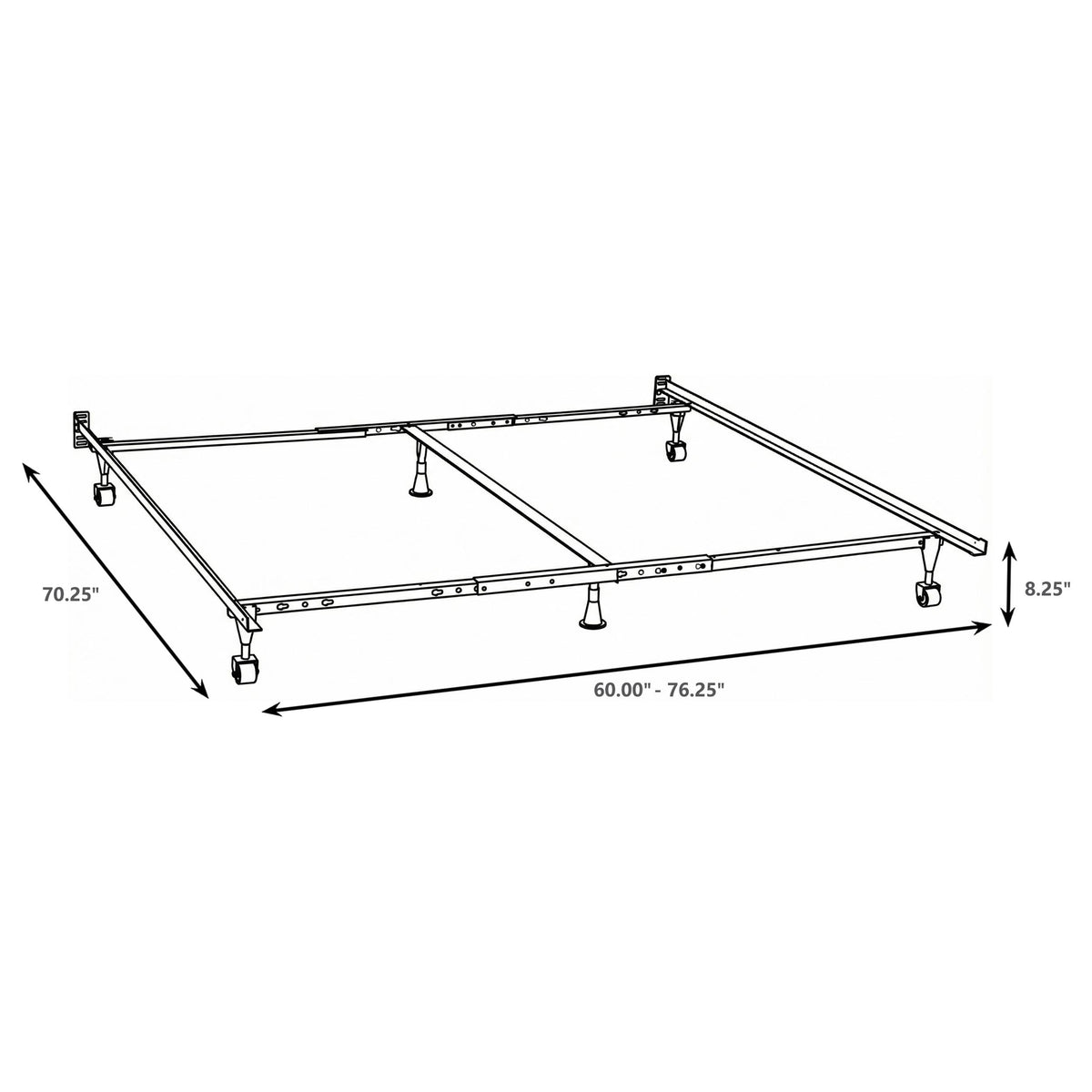 Kerns Heavy-Gauge Metal Bolt-On Bed Frame - Adjustable Black Frame for Headboards, Twin to California King – view 4