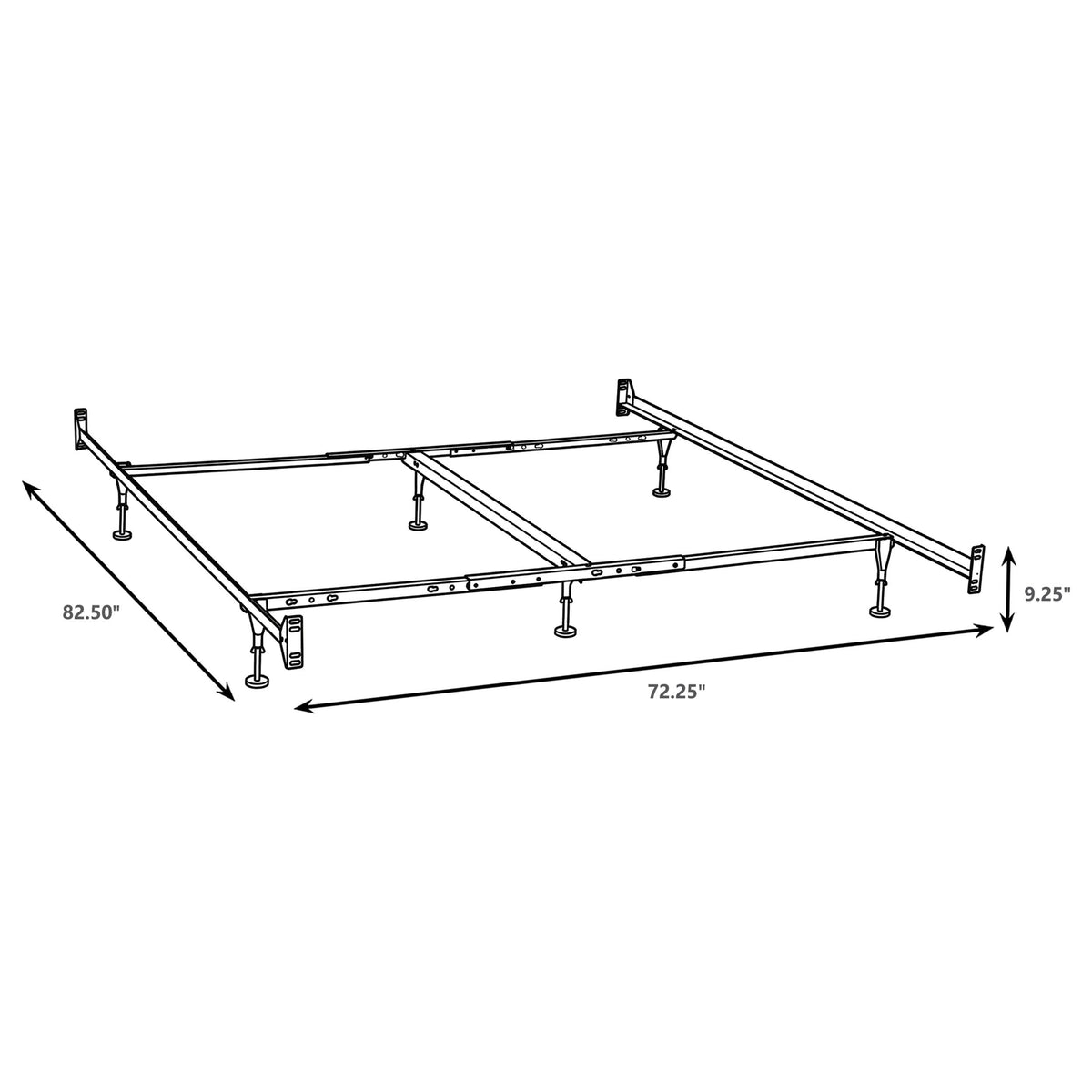 Esme Bolt-On Metal Bed Frame for Headboard & Footboard - Black, Twin/Full, Queen/Eastern King or California King – view 7