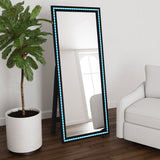 Windrose LED Standing Floor Mirror - 28 x 67" Full-Length with Silver Trim in Black – view 3