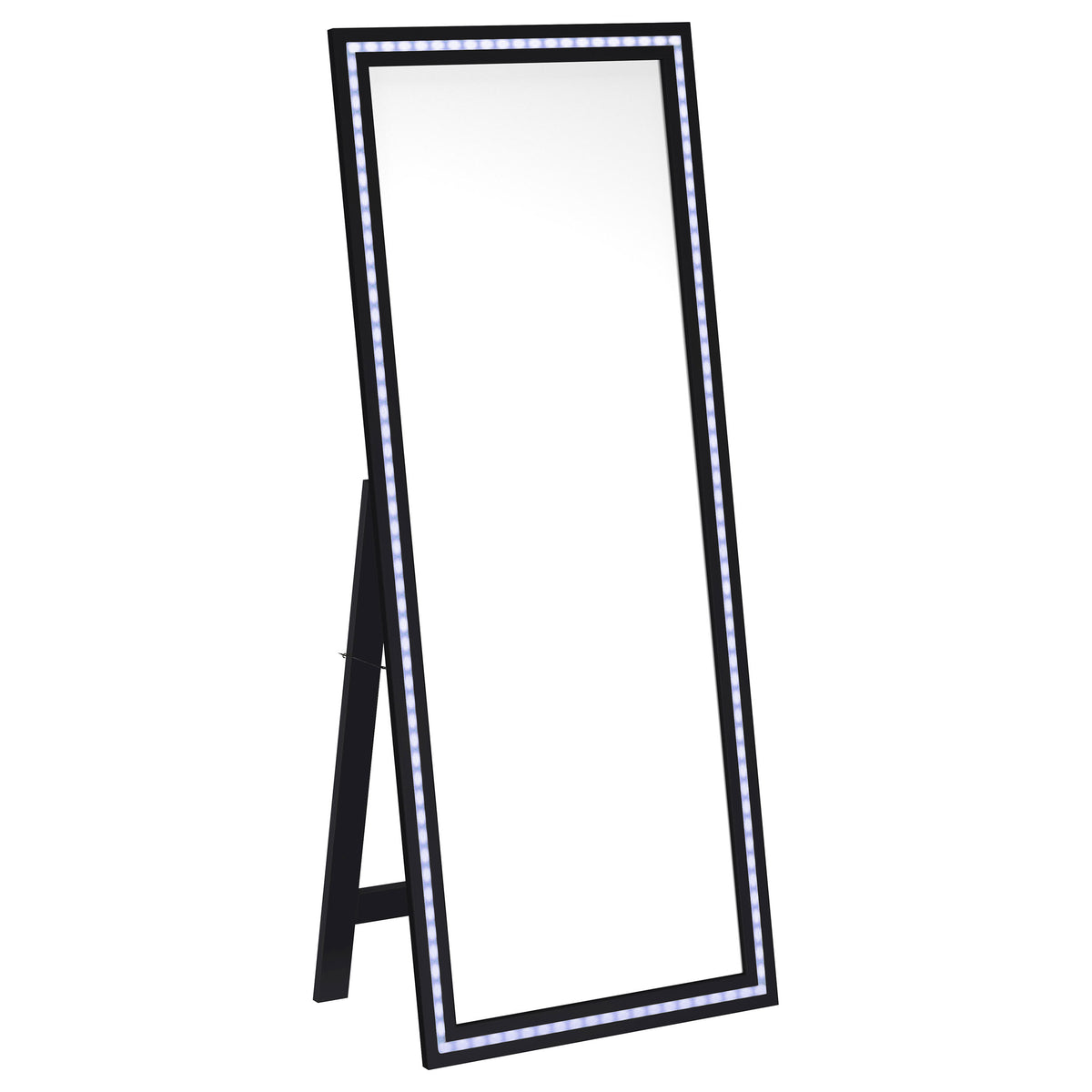 Windrose LED Standing Floor Mirror - 28 x 67" Full-Length with Silver Trim in Black – view 4