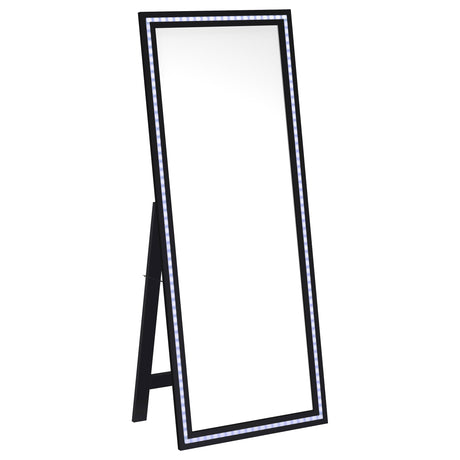 Windrose LED Standing Floor Mirror - 28 x 67" Full-Length with Silver Trim in Black – view 4