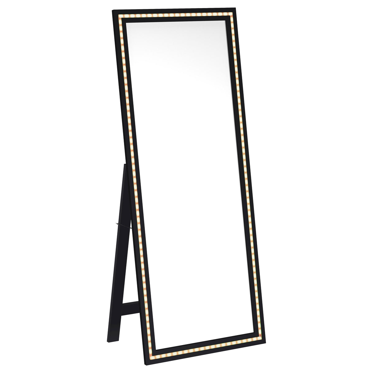 Windrose LED Standing Floor Mirror - 28 x 67" Full-Length with Silver Trim in Black – view 5
