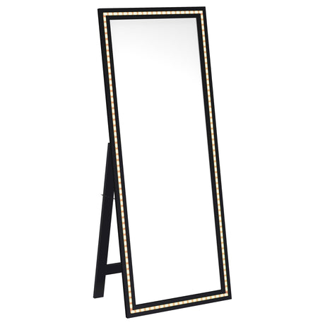 Windrose LED Standing Floor Mirror - 28 x 67" Full-Length with Silver Trim in Black – view 5
