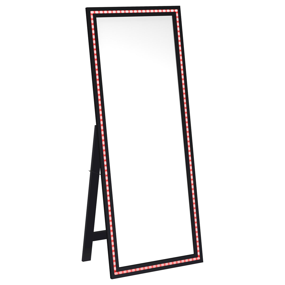 Windrose LED Standing Floor Mirror - 28 x 67" Full-Length with Silver Trim in Black – view 6