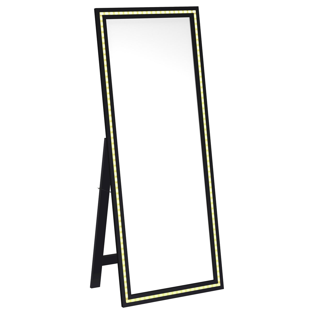 Windrose LED Standing Floor Mirror - 28 x 67" Full-Length with Silver Trim in Black – view 7