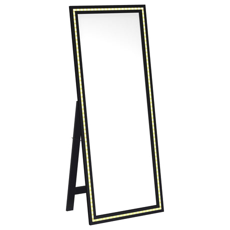 Windrose LED Standing Floor Mirror - 28 x 67" Full-Length with Silver Trim in Black – view 7