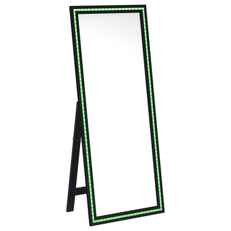 Windrose LED Standing Floor Mirror - 28 x 67" Full-Length with Silver Trim in Black – view 8