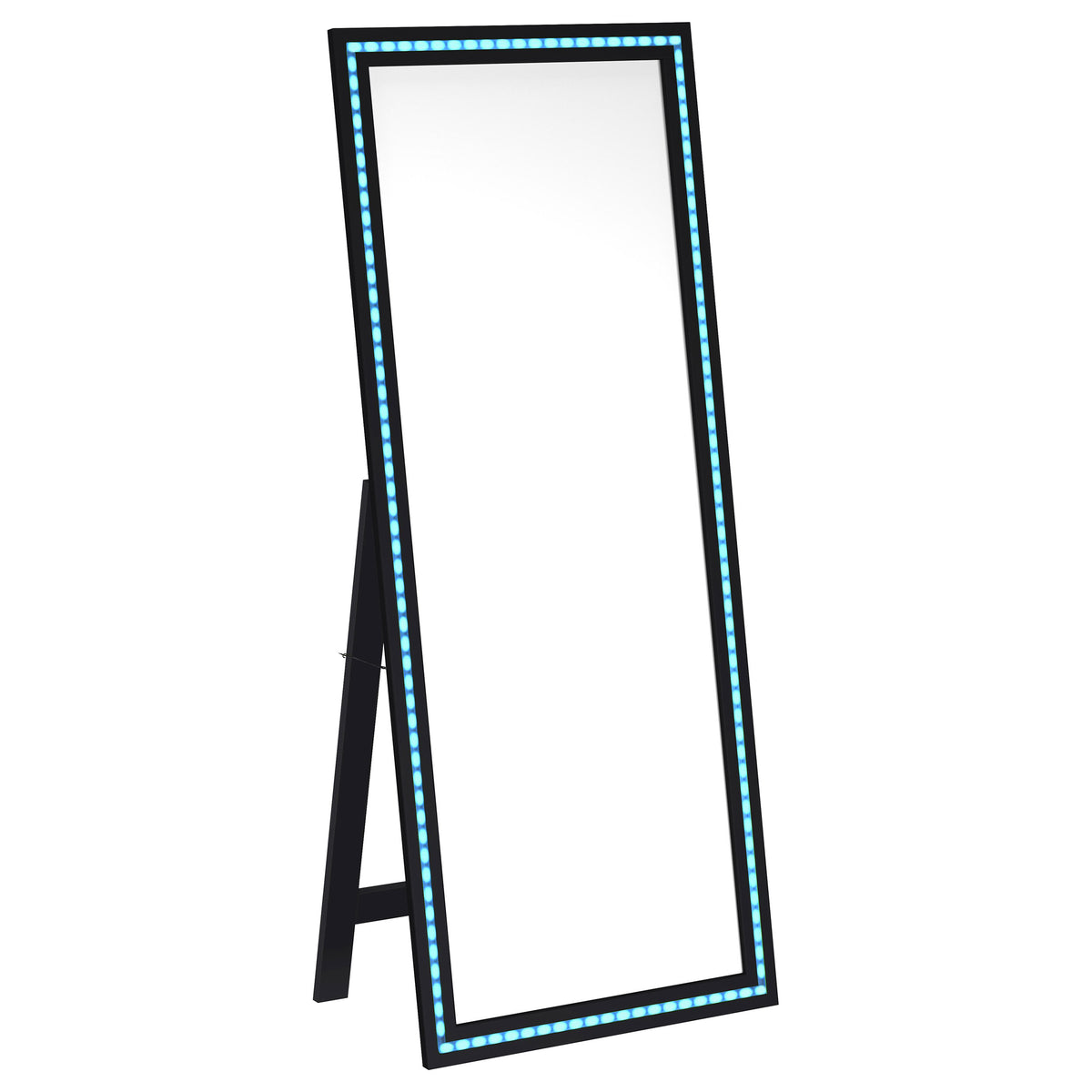 Windrose LED Standing Floor Mirror - 28 x 67" Full-Length with Silver Trim in Black – view 10