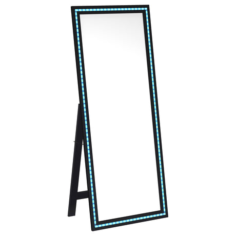 Windrose LED Standing Floor Mirror - 28 x 67" Full-Length with Silver Trim in Black – view 10