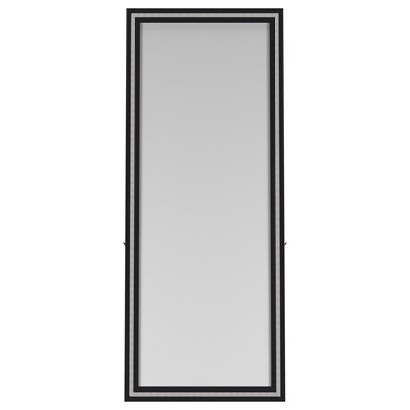 Windrose LED Standing Floor Mirror - 28 x 67" Full-Length with Silver Trim in Black – view 12