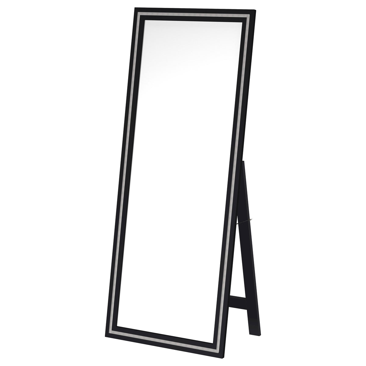 Windrose LED Standing Floor Mirror - 28 x 67" Full-Length with Silver Trim in Black – view 13