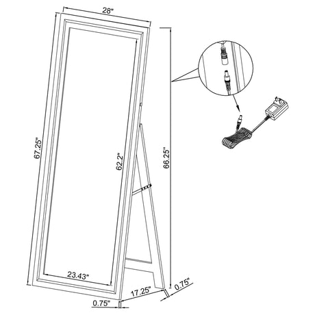 Windrose LED Standing Floor Mirror - 28 x 67" Full-Length with Silver Trim in Black – view 20