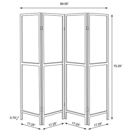 Deepika 4-Panel Folding Room Divider - Rustic Nutmeg Wood Panels with Black Frame – view 8