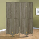 Deepika 4-Panel Folding Room Divider Screen - Rustic Grey Driftwood with Solid Pine Frame – view 1