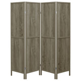 Deepika 4-Panel Folding Room Divider Screen - Rustic Grey Driftwood with Solid Pine Frame – view 3