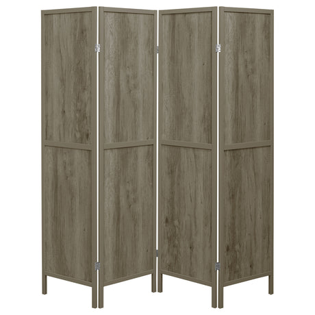 Deepika 4-Panel Folding Room Divider Screen - Rustic Grey Driftwood with Solid Pine Frame – view 3