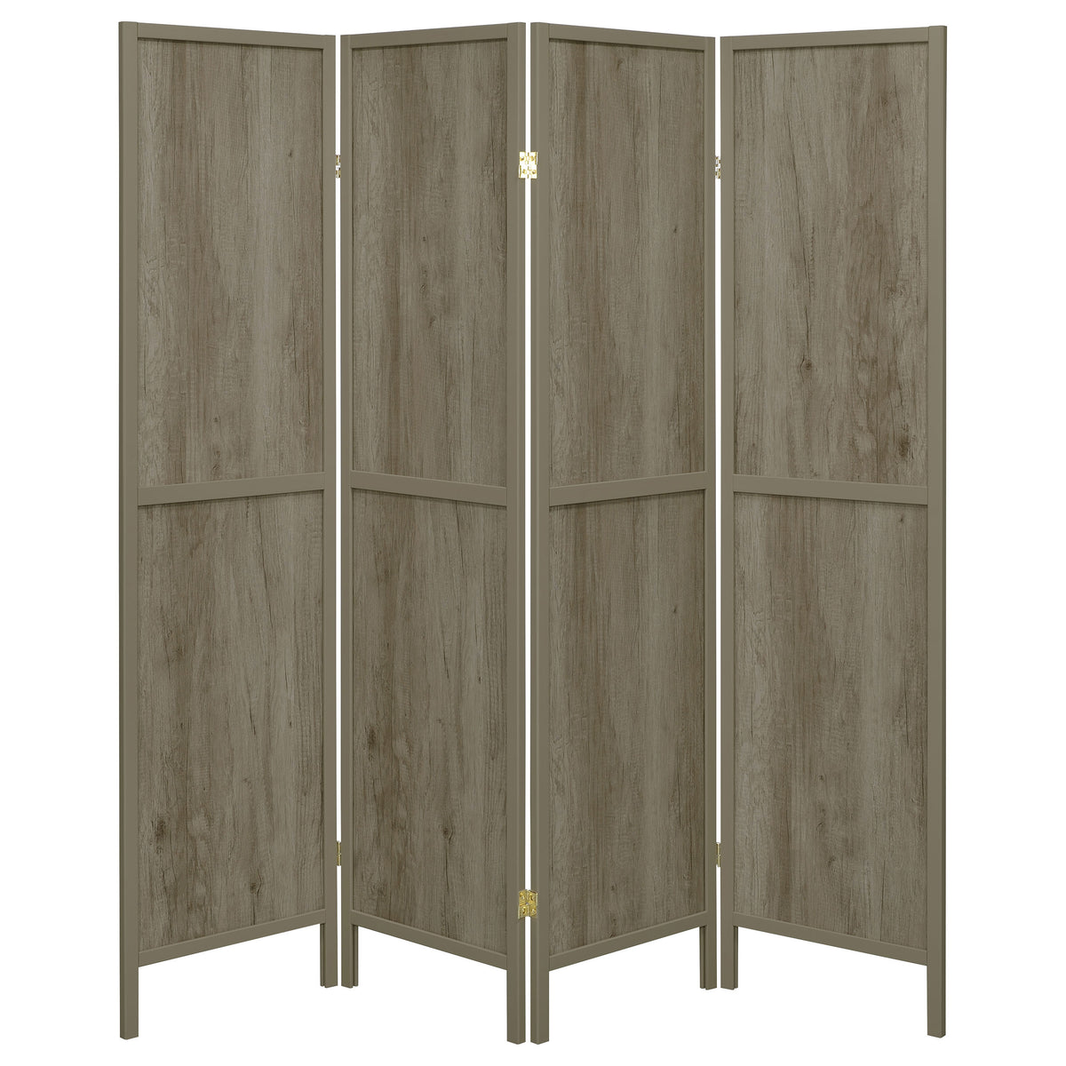 Deepika 4-Panel Folding Room Divider Screen - Rustic Grey Driftwood with Solid Pine Frame – view 4