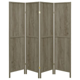 Deepika 4-Panel Folding Room Divider Screen - Rustic Grey Driftwood with Solid Pine Frame – view 4