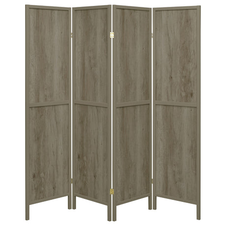 Deepika 4-Panel Folding Room Divider Screen - Rustic Grey Driftwood with Solid Pine Frame – view 4
