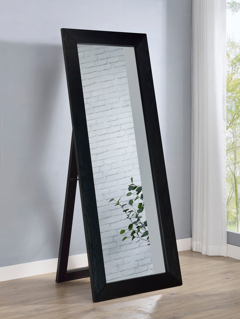 Cadence Full Length Standing Floor Mirror - Shatterproof Tempered Glass in Black Oak Frame