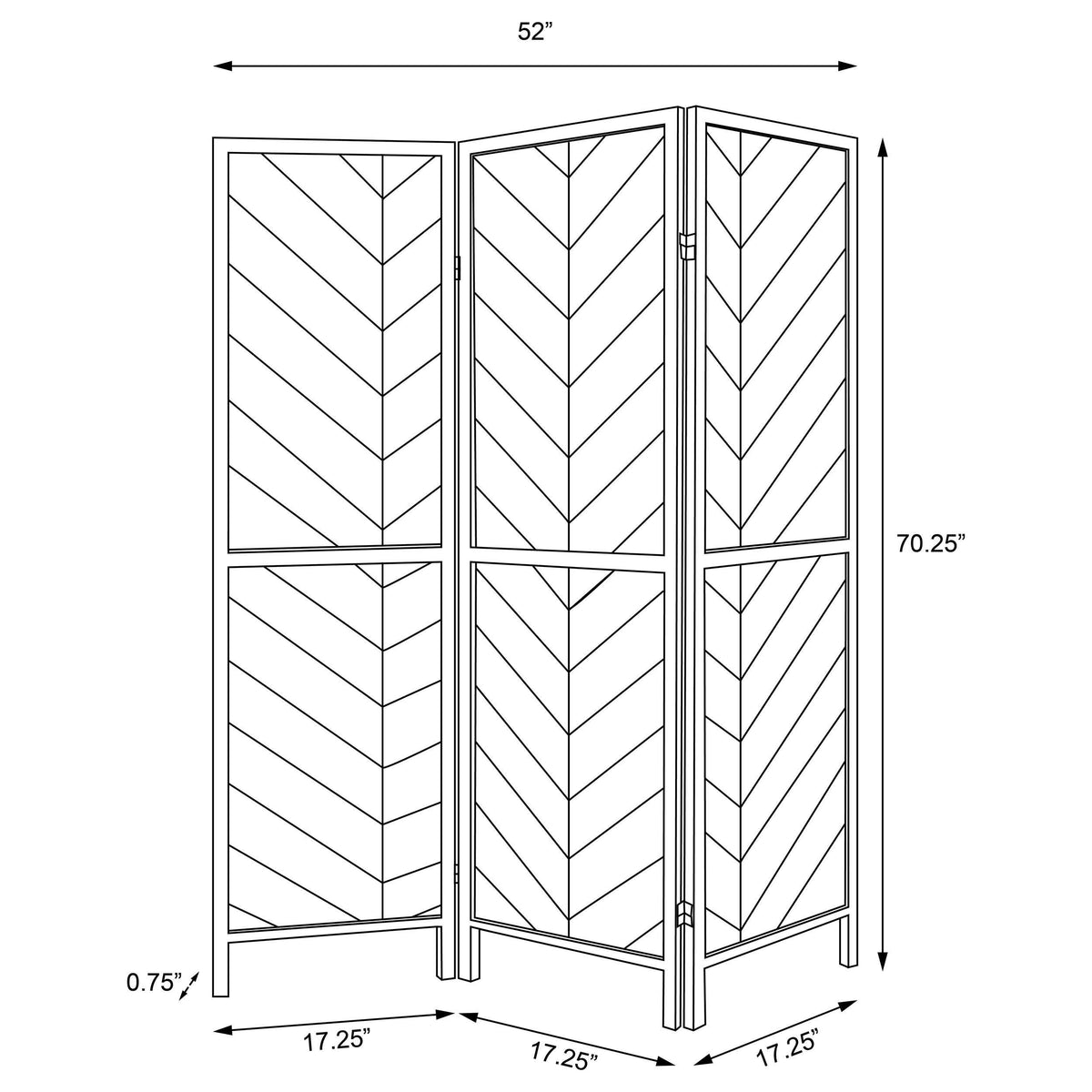 Marlene 3-Panel Room Divider - Herringbone Folding Screen in Rustic Tobacco & Black – view 6