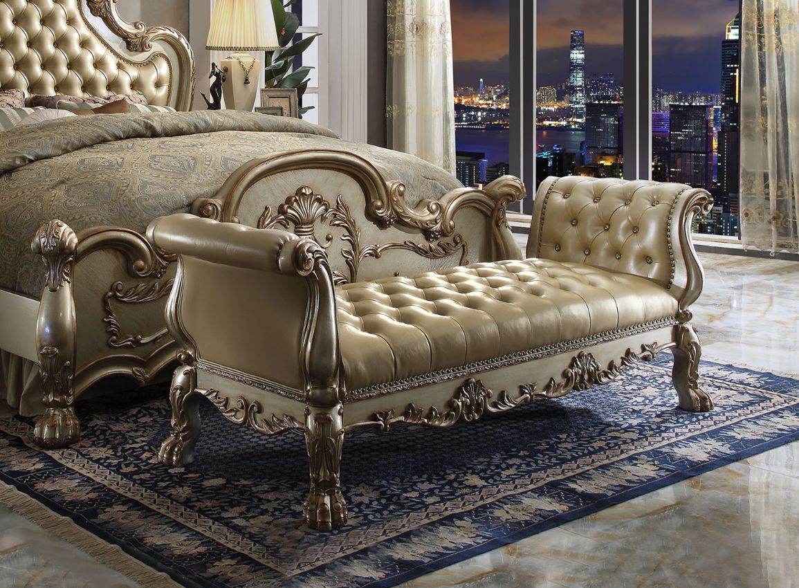 Dresden Button-Tufted Chaise Lounge & Bench