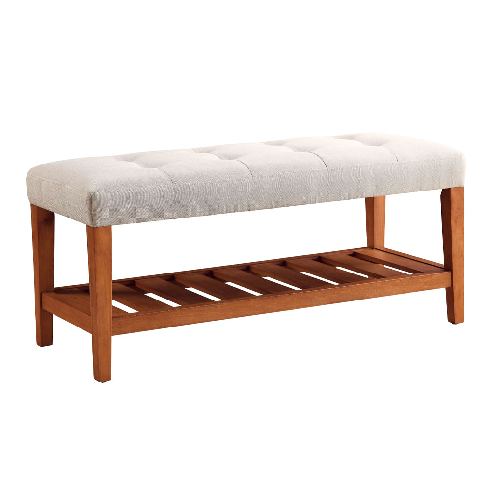 Charla Tufted Bench with Slatted Shelf