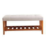 Charla Tufted Bench with Slatted Shelf