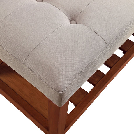 Charla Tufted Bench with Slatted Shelf