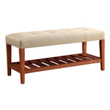 Charla Tufted Bench with Slatted Shelf