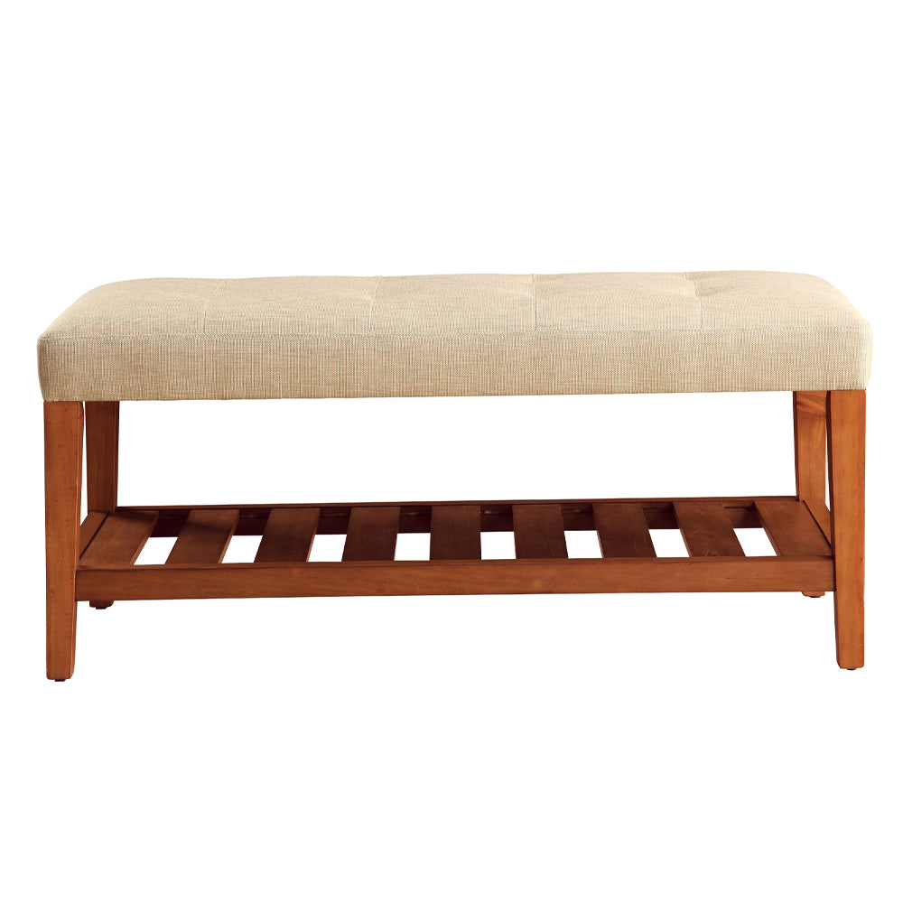 Charla Tufted Bench with Slatted Shelf