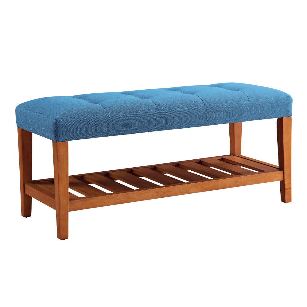 Charla Tufted Bench with Slatted Shelf