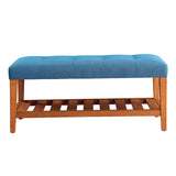 Charla Tufted Bench with Slatted Shelf