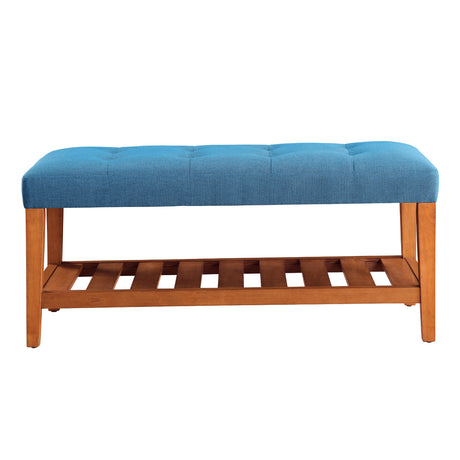Charla Tufted Bench with Slatted Shelf