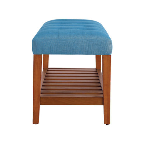 Charla Tufted Bench with Slatted Shelf