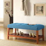 Charla Tufted Bench with Slatted Shelf