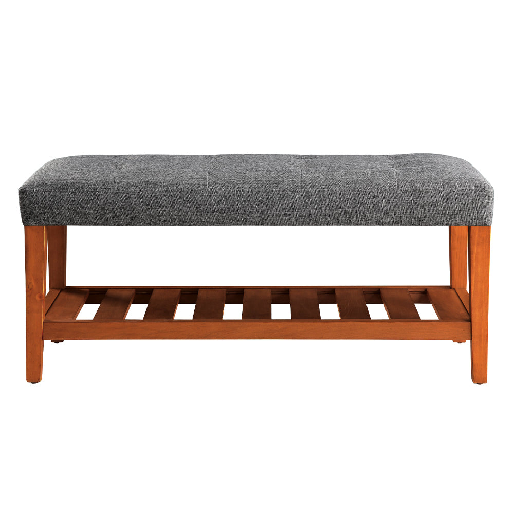 Charla Tufted Bench with Slatted Shelf