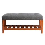 Charla Tufted Bench with Slatted Shelf