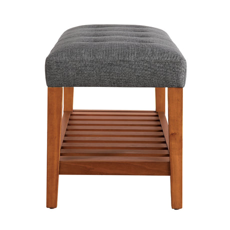 Charla Tufted Bench with Slatted Shelf