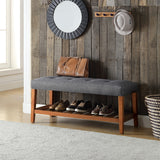 Charla Tufted Bench with Slatted Shelf